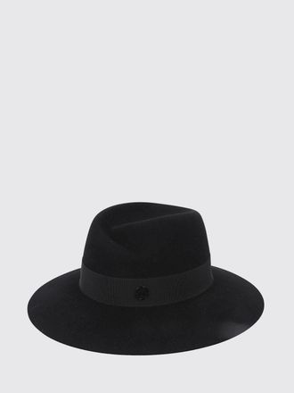 Maison Michel Virginie Wide-Brim Rabbit Felt Hat with Logo Detail