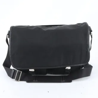Prada Black Leather Nylon Shoulder Bag Tote Bag (Pre-Owned)