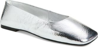 Jeffrey Campbell Listos Square Toe Flat in Silver Crinkle at Nordstrom, Size 6.5