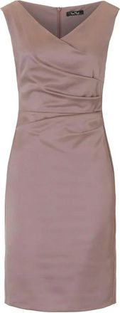 Vera Mont Kleedjes, Dames, Beige, S, Satijn, Gedrapeerde Midi-jurk met Satijnglans