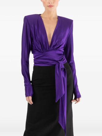 Alexandre Vauthier V-neck tie top - Paars