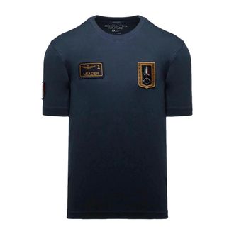 Aeronautica Aeronautica Militare, T-Shirts, male, Blue, Size: 2XL T-Shirt Con Patch Frecce Tricolori 261Ts2544Uj00592