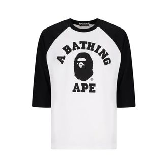 A Bathing Ape College Raglan Regular Fit LS - male - A BATHING APE - T-Shirts - White - XL - Tops