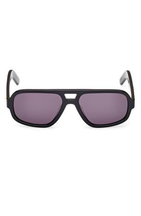 adidas 55MM Navigator Sunglasses in Shiny Black /Smoke at Nordstrom