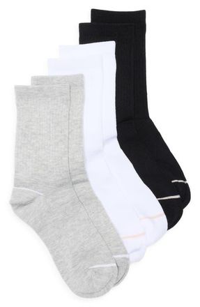 Nordstrom 3-Pack Athleisure Crew Socks in White- Grey- Black at Nordstrom, Size 9