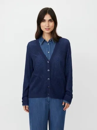 Masai MaLarkena Open Knit Cardigan in Navy Blazer at Nordstrom, Size Xx-Large