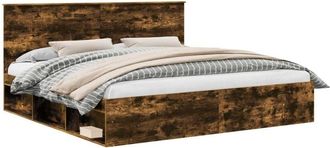 vidaXL Bed Frame Smoked Oak 200 x 200 cm Solid Pine Wood vidaXL