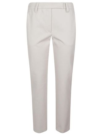 Brunello Cucinelli White Slim Flat Front Pant