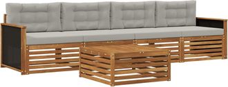 vidaXL Conjunto De Sof&aacute;s De Exterior 5 Uds. Natural Y Gris Claro Vidaxl