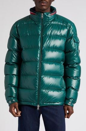 Moncler Bourne Quilted Recycled Polyester Puffer Jacket in Green at Nordstrom, Size 4