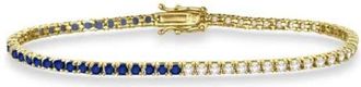 Allurez Lab Grown Diamond & Blue Sapphire Eternity Tennis Bracelet 14K in Yellow Gold at Nordstrom, Size 7