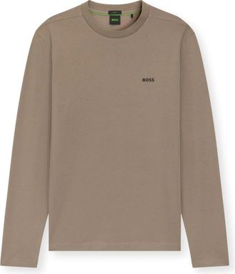 HUGO BOSS Tee Long - Heren - Longsleeves - Beige - L - Katoen - Tops