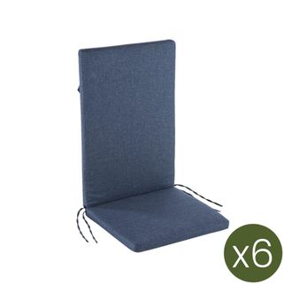 ED&Egrave;N JARD&Iacute; Pack de 6 cojines para sill&oacute;n de jard&iacute;n reclinable olefin azul
