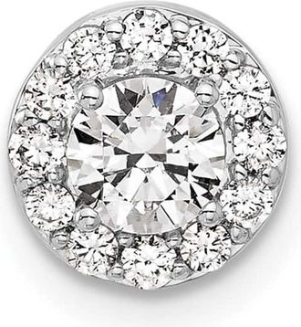 Diamond2Deal 14K White Gold Lab Grown Diamond Round Halo Chain Slide Pendant (0.51ct, VS, G-H)