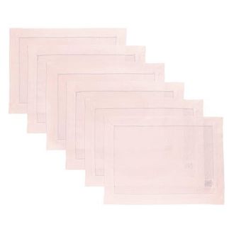 Solino Home Linen Placemats - Classic Hemstitch - Set of 6, 14 x 19 in Pink at Nordstrom, Size Medium