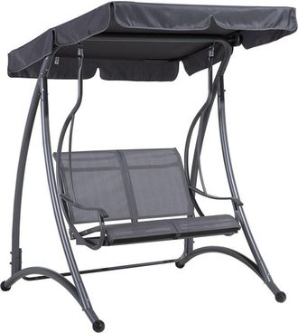 Beliani Columpio De Jard&iacute;n De Acero Con Tela Gris 2 Plazas Con Dosel Resistente A La Intemperie Tesero