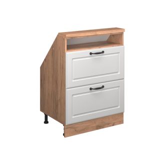 Vicco Armario De Cocina Para Techo Inclinado R-line, Casa De Campo Blanca/roble Dorado, 60 Cm Con 2 Cajones, Vicco