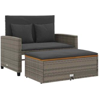 vidaXL Divano Giardino con Cuscini 2 Posti Grigio in Polyrattan Acacia - Vidaxl