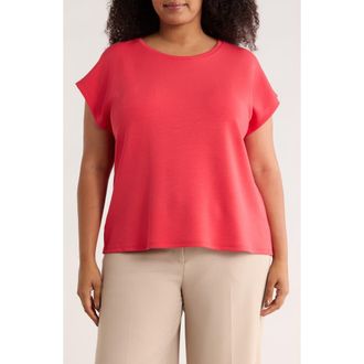 T Tahari Cap Sleeve Scuba Knit T-Shirt in Rose Parade Red at Nordstrom Rack, Size 1X