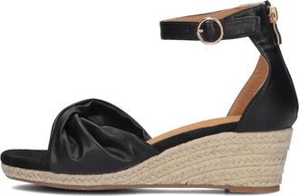 Omoda Schoenen, Dames, Zwart, 37 EU, Leer, Zwarte Espadrilles met Sleehak