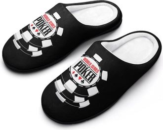 Generic Wsop1 Poker Funny Mens Cotton Slippers Soft Non-Slip Rubber Sole House Slipper Indoor Outdoor