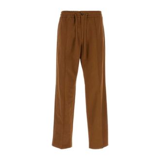Valentino Garavani Straight Trousers, male, Brown, Size: XL Trousers in Cotton Gabardine