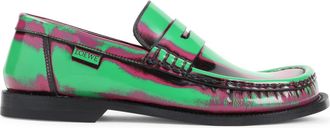 Loewe Green And Pink Campo Brushed Calf Leather Loafers-Donna