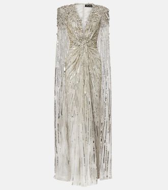 Jenny Packham Lotus Lady caped embellished gown