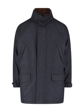 Auralee Black Structured High Collar Jacket