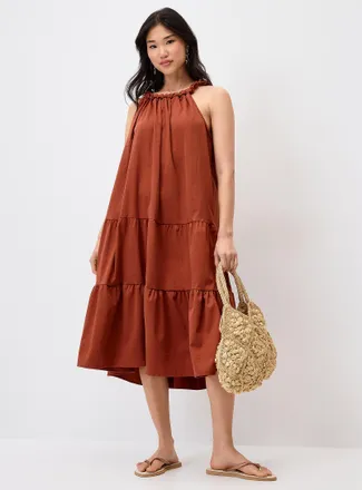 Twik Womens Twisted hem tiered maxi dress