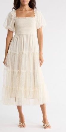 Blu Pepper Puff Sleeve Midi Dress in Cream at Nordstrom Rack, Size Medium