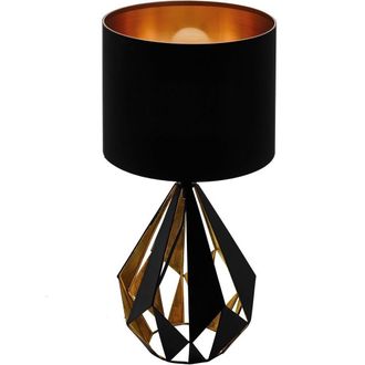 Trade Shop Trade Shop - Lampada Da Tavolo Comodino Vintage Con Paralume Rotondo In Nero Rame 250x510 Mm