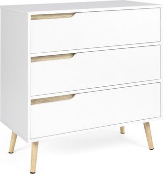 IDMarket Cassettiera Scandinavo A 3 Cassetti Legno E Bianco Helsinki