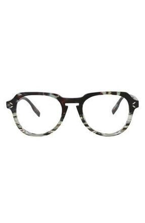 Alexander McQueen 50mm Round Optical Glasses in Havana Green Transparent at Nordstrom Rack