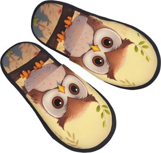 Generic Cotton Slippers Cute Owl Anti-Skid Sliders Comfy Slippers For Hotel Christmas Winter L