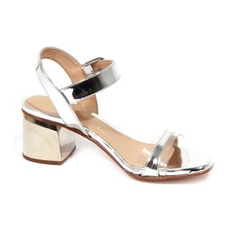 Unisa High Heel Sandals, female, Gray, 3 UK, Vintage effect silver leather shoe