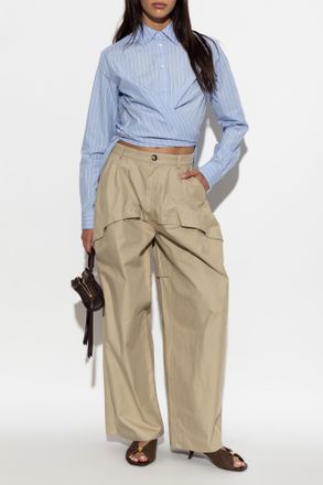 Loewe Loose-fit Cotton Trousers, Womens, Beige