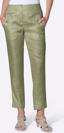 Heine Leinenhose HEINE, Damen, Gr. 34, Normalgr&ouml;ssen, oliv, 100% Leinen, unifarben, lang, Hosen Leinenhose