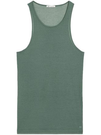 Ami logo-embroidered cotton-blend top - men - Polyamide/Cotton - S - Green