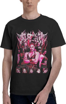Generic Mens Mami Star Ripley Wrestler Rhea Cotton T-Shirts Classic Crewneck Short Sleeves Simple&Versatile Daily Commute Essential Black L