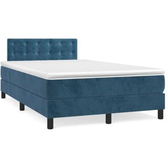 vidaXL Vidaxl - Cama Box Spring Con Colch&oacute;n Terciopelo Azul Oscuro 120x190 Cm
