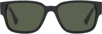 Versace Havana 57mm Rectangular Sunglasses in Black/Dark Green at Nordstrom