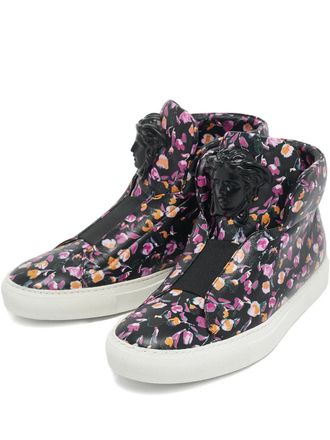 Versace Medusa Head floral-print sneakers - women - Fabric/Rubber/Leather/Leather - 40 - Black