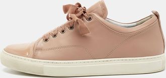 Lanvin Dusty Pink Leather And Patent Cap Toe Low-Top Sneakers
