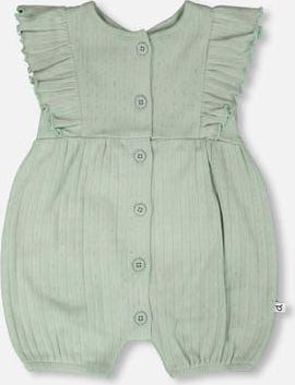Deux par Deux Cotton Pointelle Jersey Romper with Frills in Green at Nordstrom, Size 24M