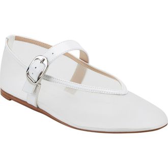 Marc Fisher Godina Mesh Mary Jane Flat in White at Nordstrom, Size 9.5