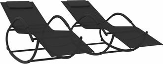 vidaXL Tumbonas Mecedoras 2 Uds Acero Negro Y Textilene Vidaxl