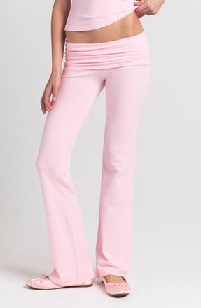 SKIMS Stretch Cotton Jersey Foldover Pants in Cherry Blossom at Nordstrom, Size X-Large