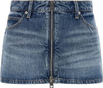 Alexander Wang Zip Front Mini Skort - Dames - Spijkerrokken - Blauw - W24 - Katoen - Rokken