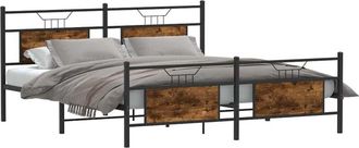 vidaXL Vidaxl - Estructura De Cama Sin Colch&oacute;n Metal Roble Ahumado 183x213 Cm